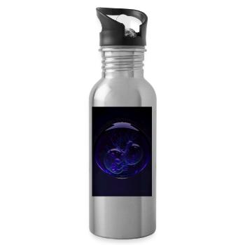 Kaos in a bubble purple 4 - Water bottle with straw - silver - Right