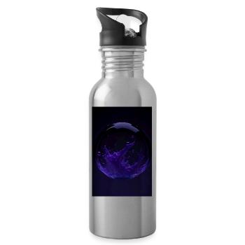 Kaos dans une bulle violette 1 - Gourde avec paille intégrée - argent clair - Droite