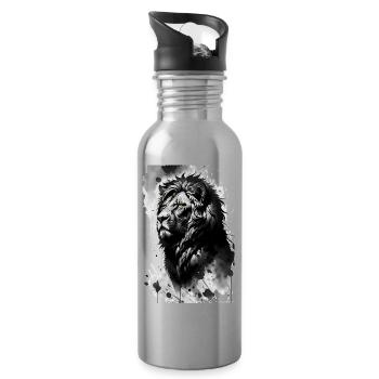 Lion - Water bottle with straw - silver - Right