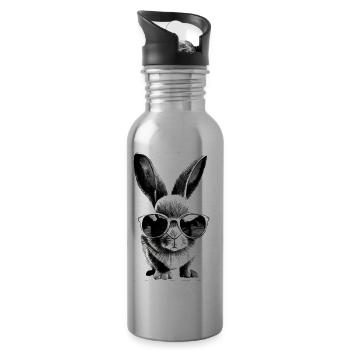 Hasenheld mit Sonnenbrille - Trinkflasche mit integriertem Trinkhalm - Lightsilver - Rechts