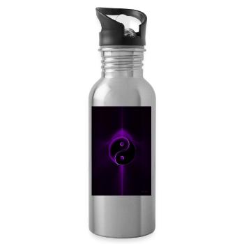 Yin Yang lila 1 - Trinkflasche mit integriertem Trinkhalm - Lightsilver - Rechts