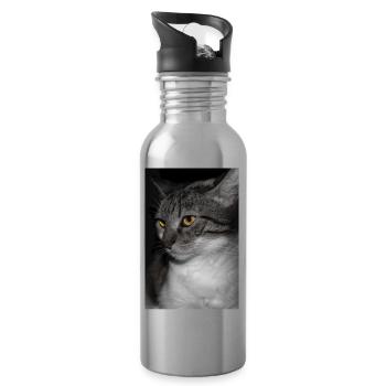 le chat au doux regard - Gourde avec paille intégrée - argent clair - Droite