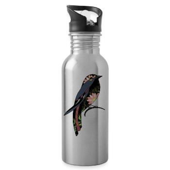 Vogel - Trinkflasche mit integriertem Trinkhalm - Lightsilver - Rechts