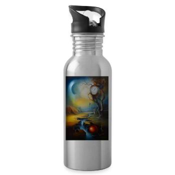 The clock is ticking - Water bottle with straw - silver - Right