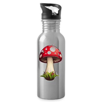Drôle de champignon de dessin animé - Gourde avec paille intégrée - argent clair - Droite