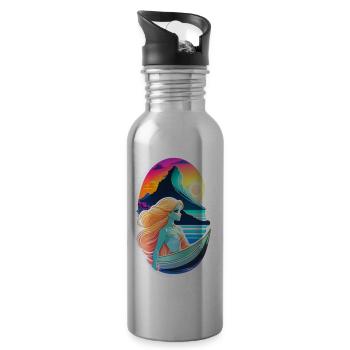 Surfen - Hawaii - Manga - Trinkflasche mit integriertem Trinkhalm - Lightsilver - Rechts