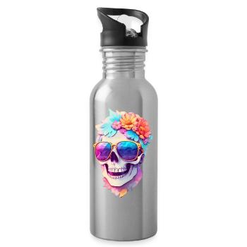 Skull - Water bottle with straw - silver - Right
