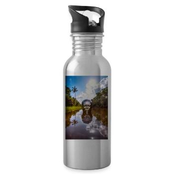Amazon - Water bottle with straw - silver - Right