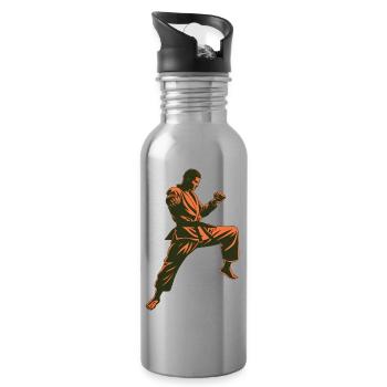 Powerful Karate Design for Martial Arts Fans - Water bottle with straw - silver - Right