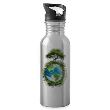 Mutter Erde - Trinkflasche mit integriertem Trinkhalm - Lightsilver - Rechts