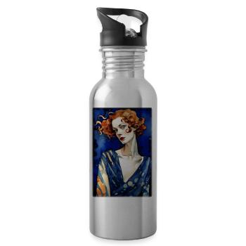 Art Deco 2 - Water bottle with straw - silver - Right