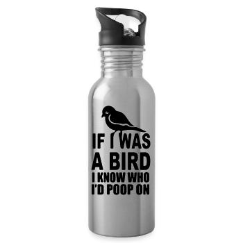 si j'étais un oiseau je sais sur qui je ferais caca - Gourde avec paille intégrée - argent clair - Droite
