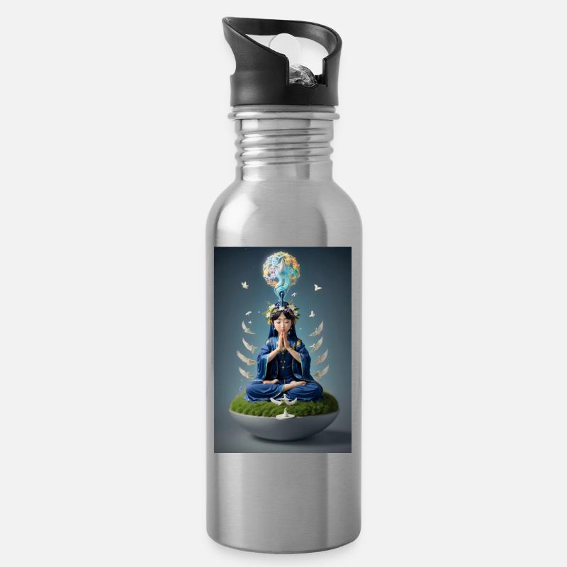 Einklang & Harmonie - Trinkflasche mit integriertem Trinkhalm - Lightsilver
