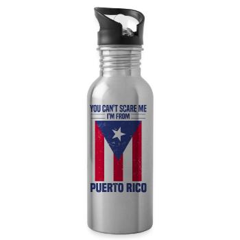 Puerto Rico Flagge | Puerto Ricaner Geschenkideen - Trinkflasche mit integriertem Trinkhalm - Lightsilver - Rechts