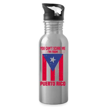 Puerto Rico Flagge | Puerto Ricaner Geschenkideen - Trinkflasche mit integriertem Trinkhalm - Lightsilver - Rechts
