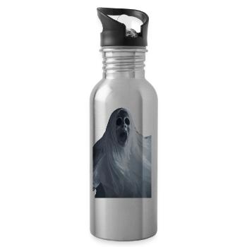 Geist Halloween Horror Gruselig - Trinkflasche mit integriertem Trinkhalm - Lightsilver - Rechts