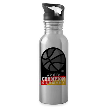 GER BASKETBALL WOLRD CHAMPION 2023 - Trinkflasche mit integriertem Trinkhalm - Lightsilver - Rechts