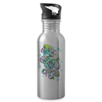 Octopus - Water bottle with straw - silver - Right