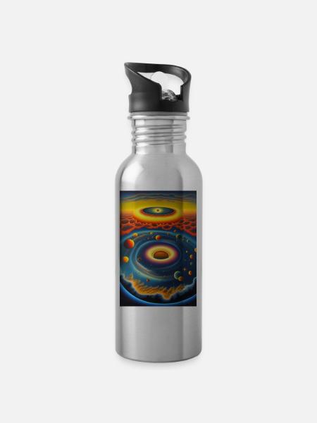 Im eigenen Kosmos - Trinkflasche mit integriertem Trinkhalm - Lightsilver