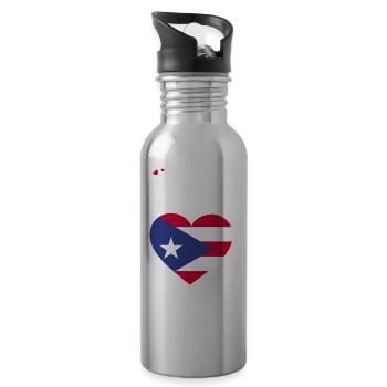 Puerto Rico | Puerto Ricaner Flagge Geschenkideen - Trinkflasche mit integriertem Trinkhalm - Lightsilver - Rechts