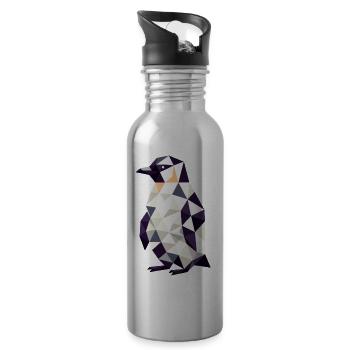 Pinguin // penguin - Trinkflasche mit integriertem Trinkhalm - Lightsilver - Rechts