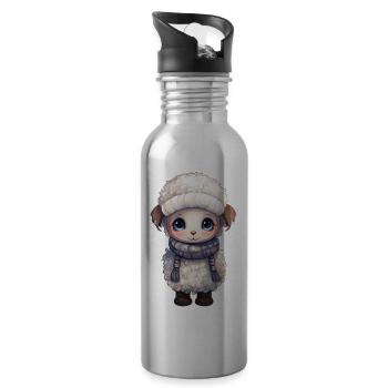 süßer Winterflauschi - Trinkflasche mit integriertem Trinkhalm - Lightsilver - Rechts
