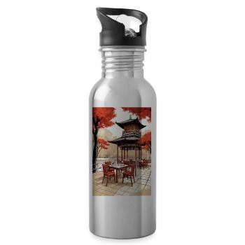 Café asiatique - Gourde avec paille intégrée - argent clair - Droite