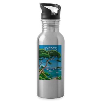 Hyères île de Porquerolles - Gourde avec paille intégrée - argent clair - Droite