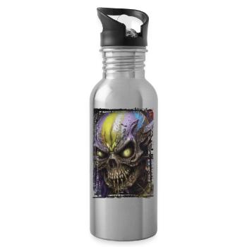 Graffiti Street Art Spray Colors Cool Artist Retro - Water bottle with straw - silver - Right