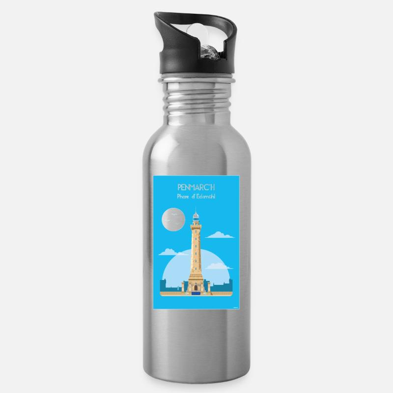 ECKMüHL LEUCHTTURM - Trinkflasche mit integriertem Trinkhalm - Lightsilver