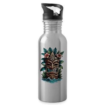 tiki beach - statue polynèsie - Gourde avec paille intégrée - argent clair - Droite