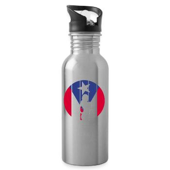 Puerto Rico | Puerto Ricaner Flagge Geschenkideen - Trinkflasche mit integriertem Trinkhalm - Lightsilver - Rechts
