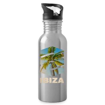 Ibiza Sommer Sonne Strand Meer Palmen Party - Trinkflasche mit integriertem Trinkhalm - Lightsilver - Rechts