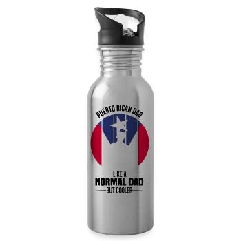 Puerto Rico Flagge | Puerto Ricaner Geschenkideen - Trinkflasche mit integriertem Trinkhalm - Lightsilver - Rechts