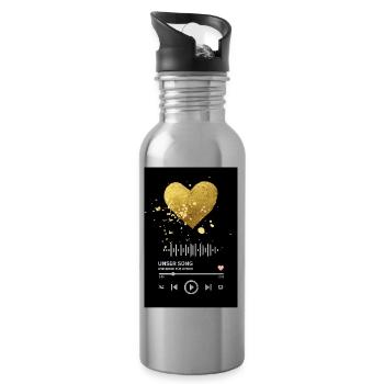 Unser Song, liebe die ewig hält - Trinkflasche mit integriertem Trinkhalm - Lightsilver - Rechts