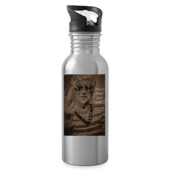 Make food not war - Water bottle with straw - silver - Right