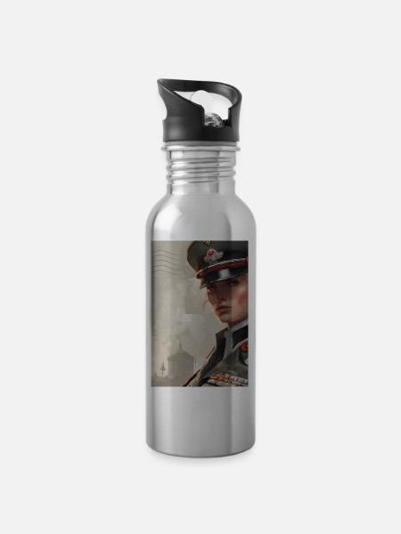 Commandant Red - Gourde avec paille intégrée - argent clair