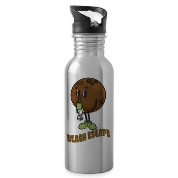 Coconut Lover Juice Beach Tropical Summer - Water bottle with straw - silver - Right