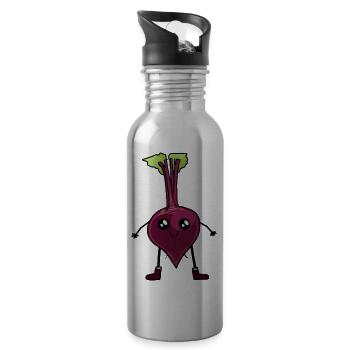 beetroot, vegetables, vitamins, harvest, garden, organic - Water bottle with straw - silver - Right
