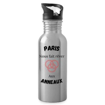 Paris makes us dream of rings. - Water bottle with straw - silver - Right