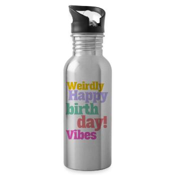 Happy Birthday Funny Retro Celebration Quote Meme - Trinkflasche mit integriertem Trinkhalm - Lightsilver - Rechts