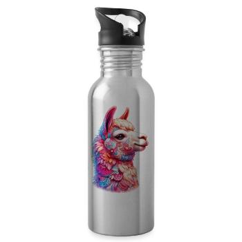 Alpaka - Trinkflasche mit integriertem Trinkhalm - Lightsilver - Rechts