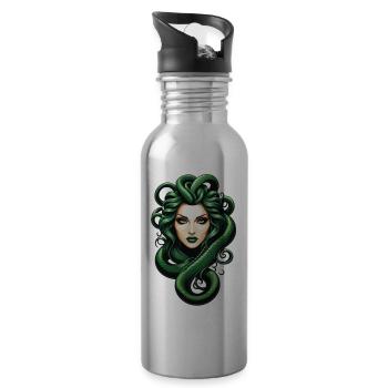 medusa mythologie grecque monstre - Gourde avec paille intégrée - argent clair - Droite