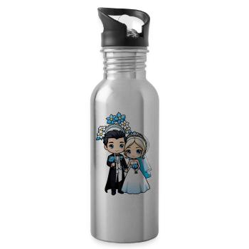 Just Married - Zur Hochzeit - Trinkflasche mit integriertem Trinkhalm - Lightsilver - Rechts