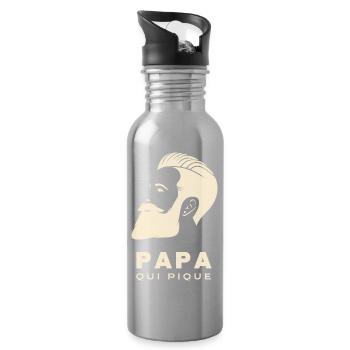 PAPA QUI PIQUE 1 - Gourde avec paille intégrée - argent clair - Droite
