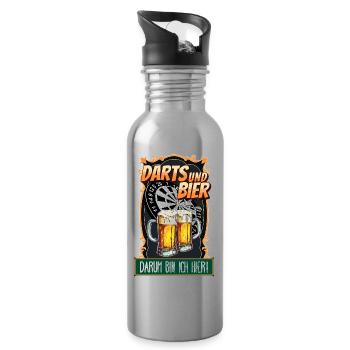 Darts Beer Darts Alcohol Drinking Drinking Pub - Water bottle with straw - silver - Right