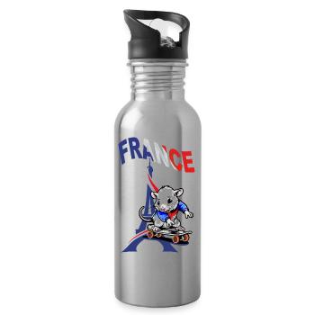 JEUX FRANCE A PARIS EN 2024 - HUMOUR RAT SKATE - Gourde avec paille intégrée - argent clair - Droite