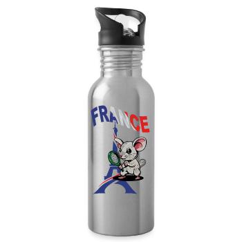 JEUX FRANCE A PARIS EN 2024 - HUMOUR RAT TENNIS - Gourde avec paille intégrée - argent clair - Droite