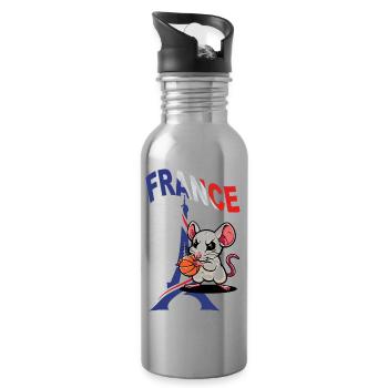 JEUX FRANCE PARIS EN 2024 - HUMOUR RAT BASKETBALL - Gourde avec paille intégrée - argent clair - Droite