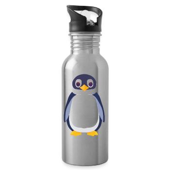 Penguin - Water bottle with straw - silver - Right